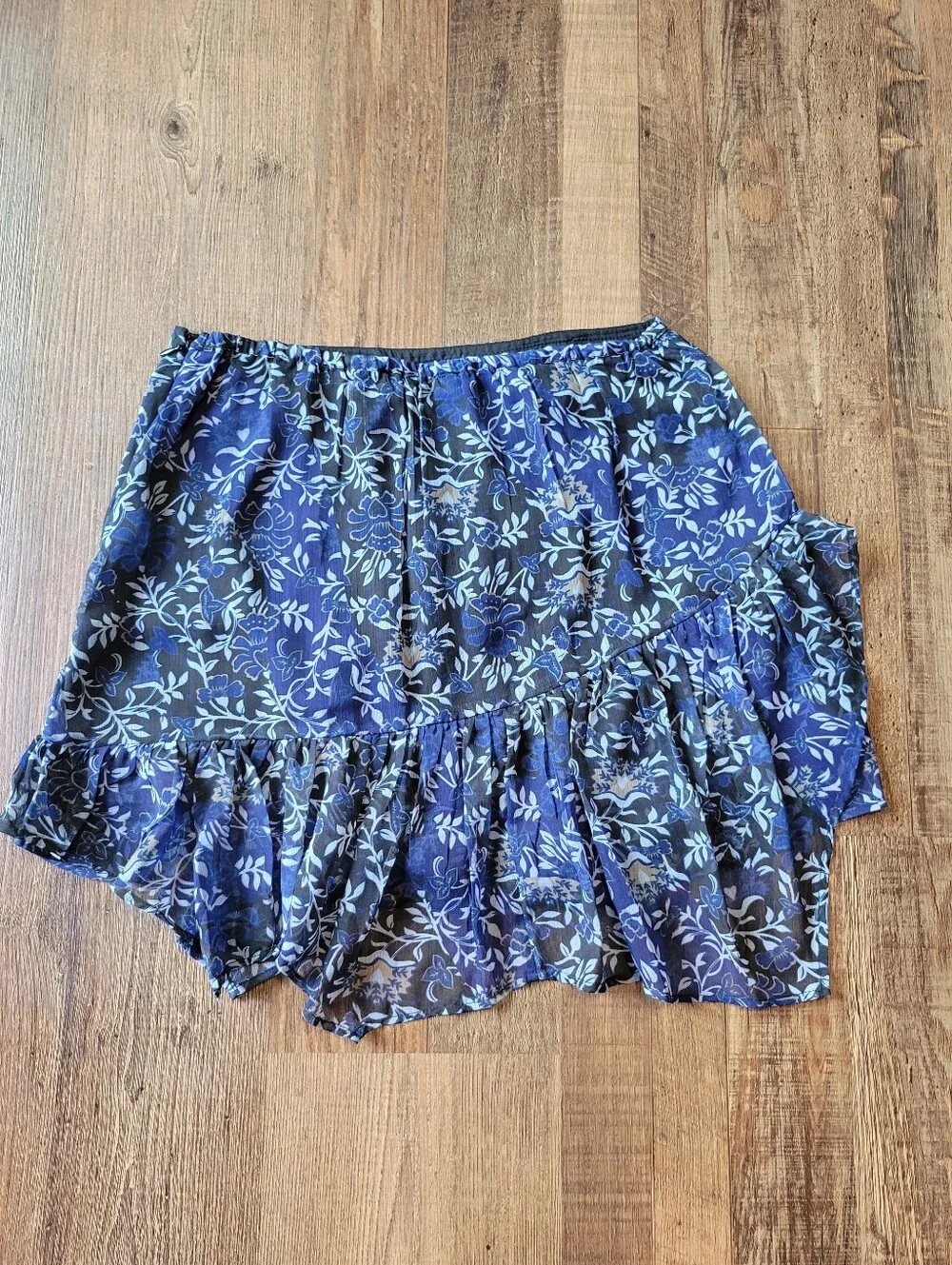 Free People Blue Floral Botanical Asymmetrical Fairycore Mini Skirt